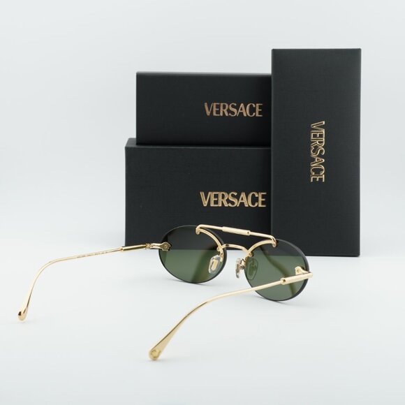 Versace VE2295 1002/71 Oval Sunglasses - Gold/Dark Green main image 7